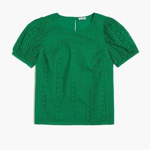 J.Crew Factory Kelly Green Eyelet top in Small